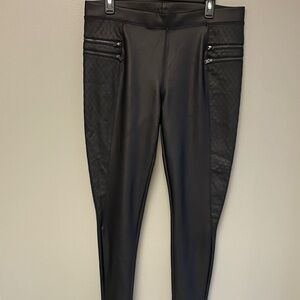 Express Black Faux Leather Leggings — Size L — EUC